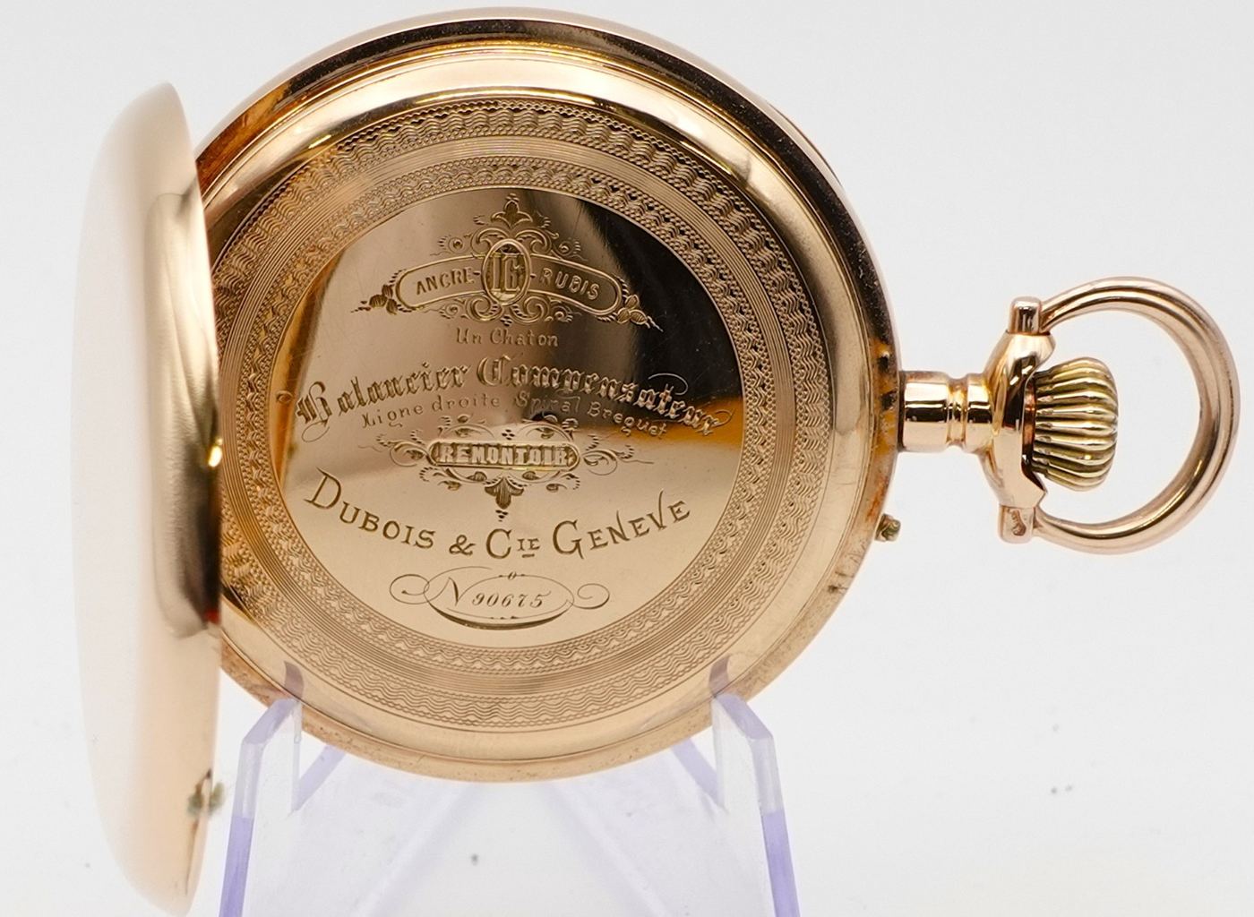 An antique Dubois & Cie. 18k gold pocket watch